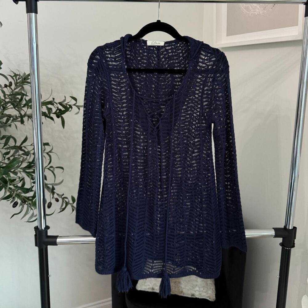 Elan navy blue knit coverup